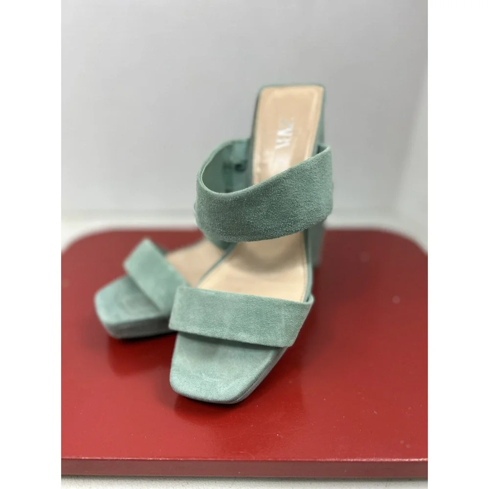 Zara Chunky Heel Women Size‎ EU 37 Turquoise Sandals - Picture 2 of 9